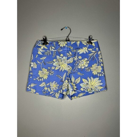 Ann Taylor LOFT The Riviera Short Women's 4 Blue Floral Casual Summer Preppy - Picture 1 of 15